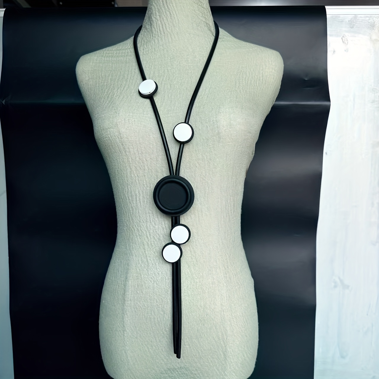 Women's Bohemian Long Necklace, Colorful Beads with Cord